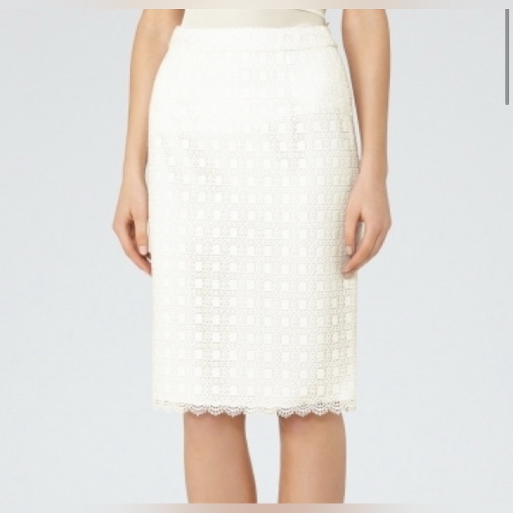 Reiss White Denise Lace Pencil Skirt size 2